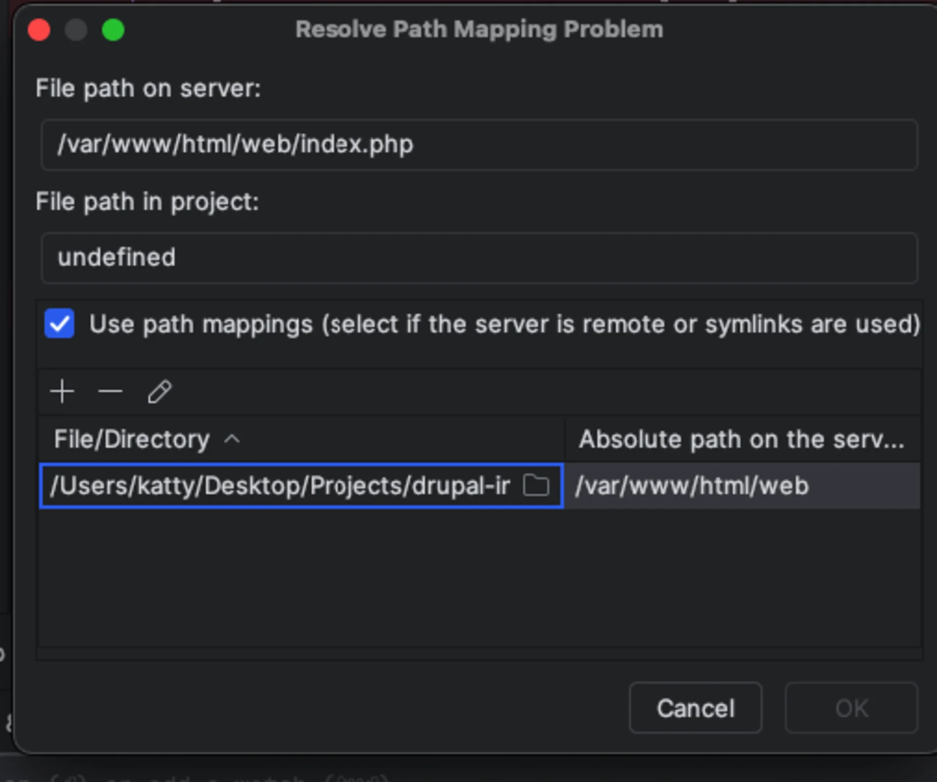 Resolve error path mapping