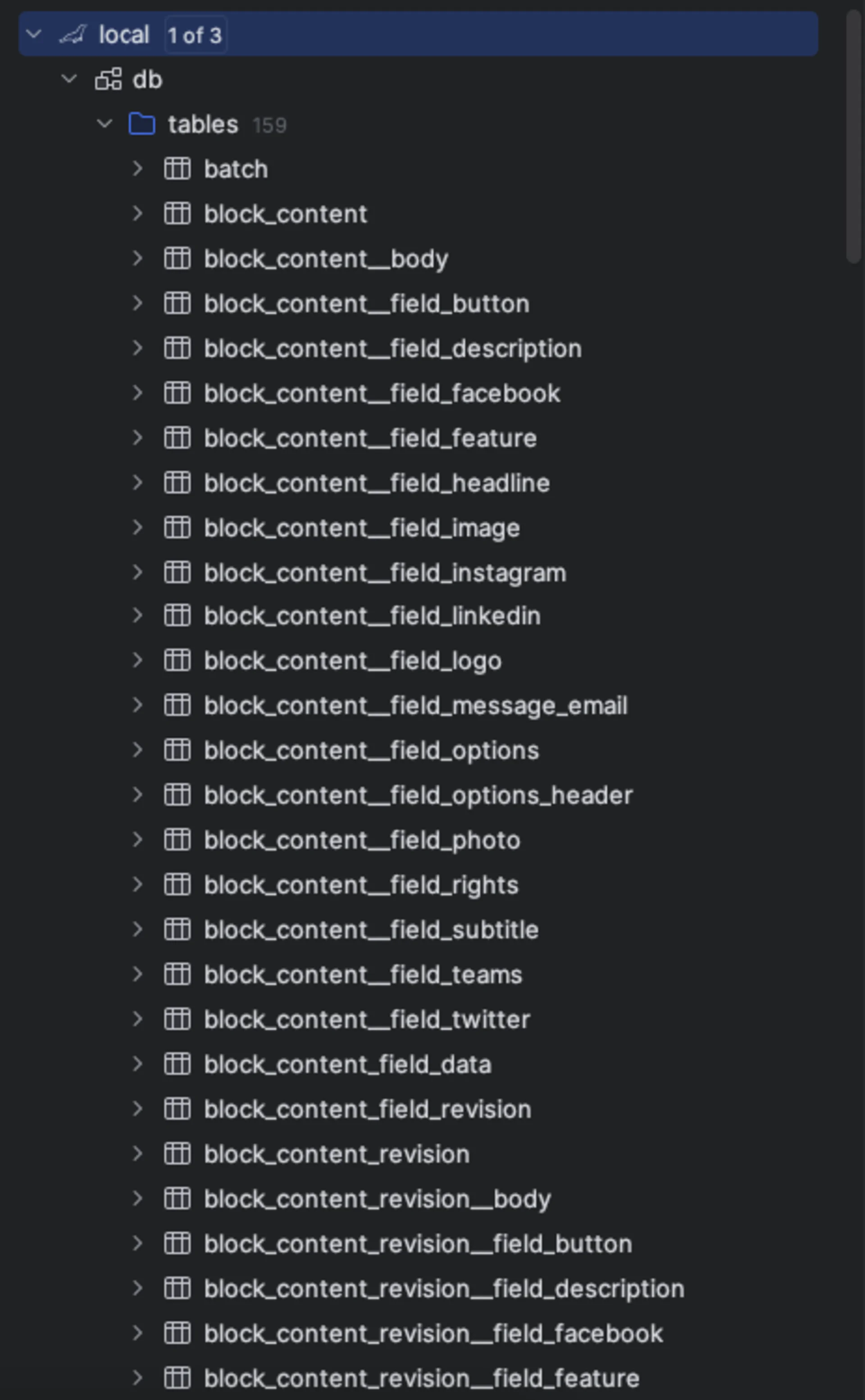 Database local phpstorm