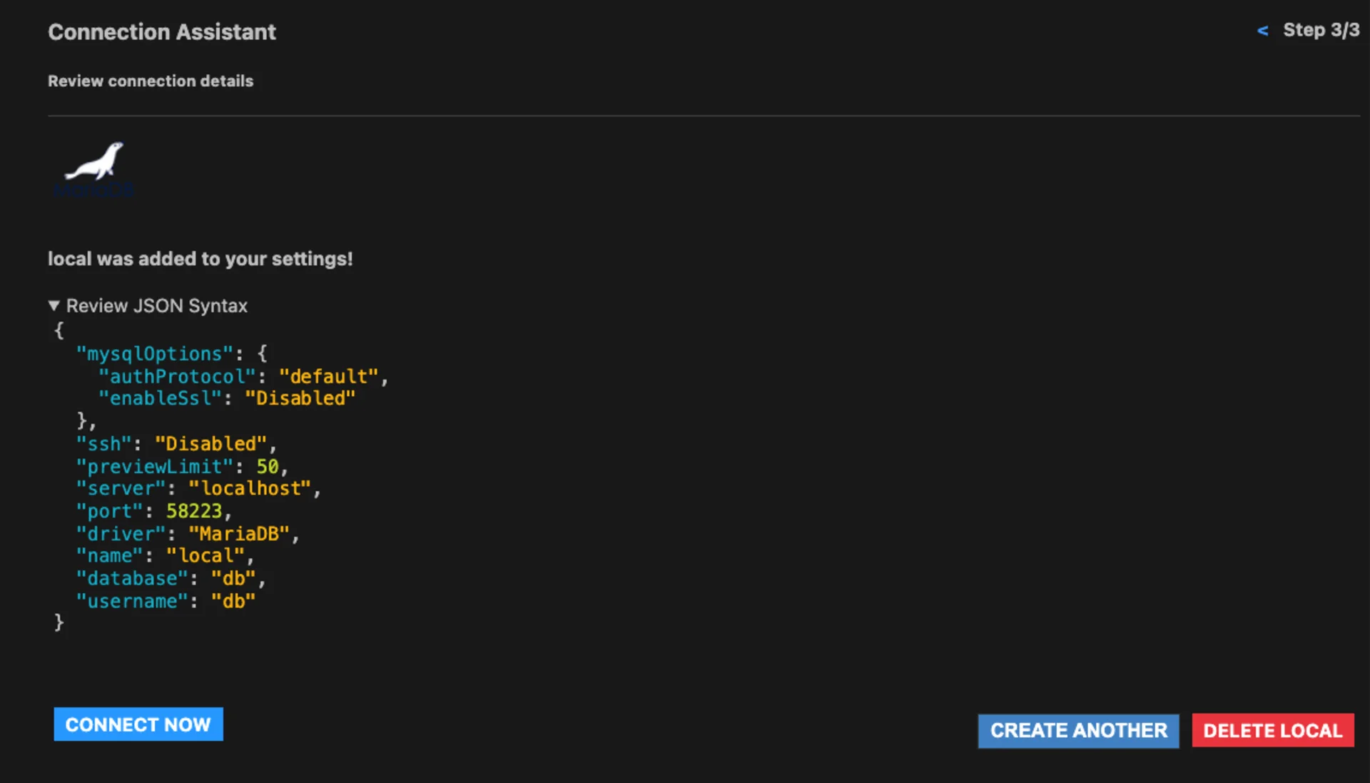 Save connection VsCode