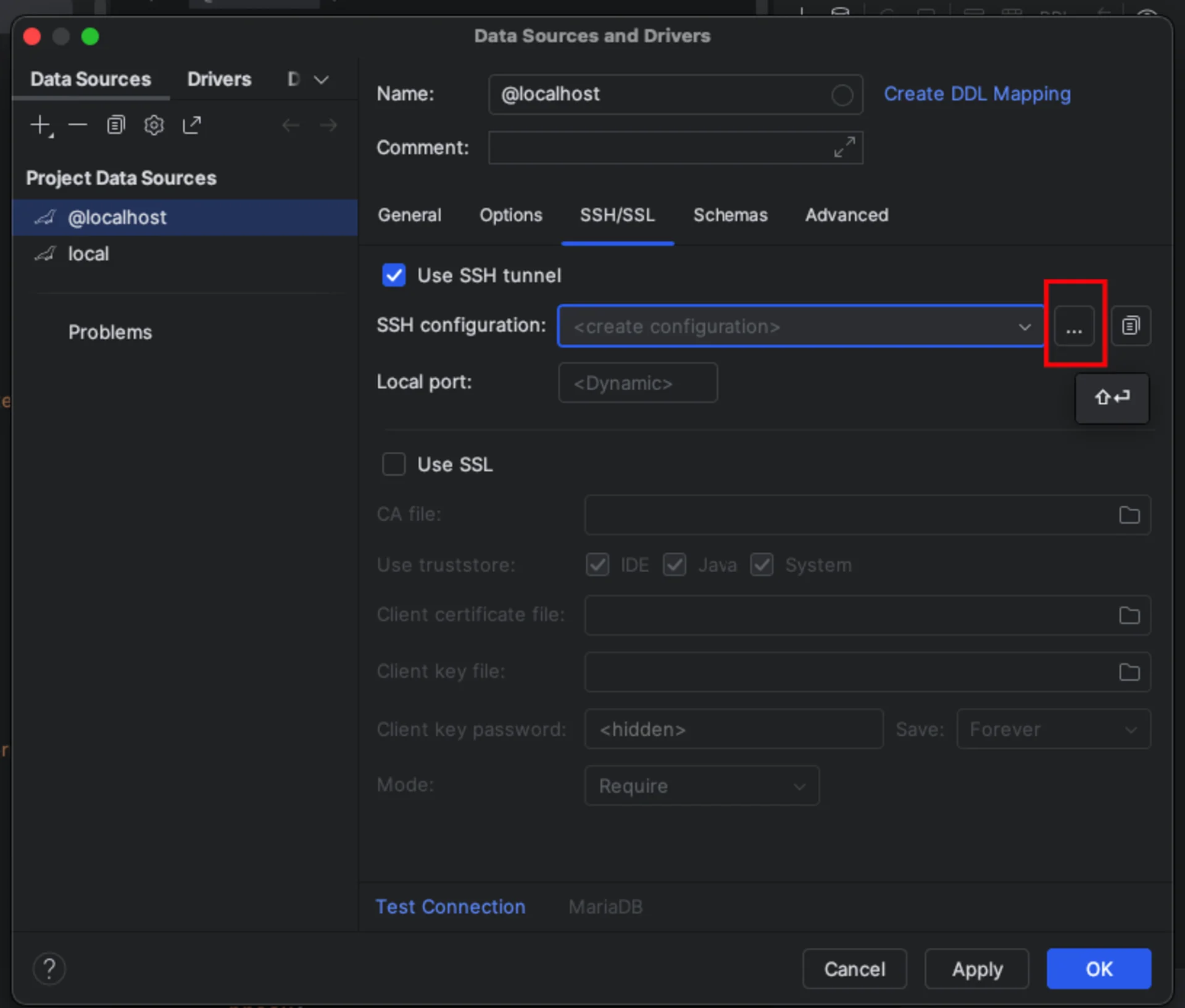 SSH configuration phpstorm